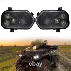 For Polaris Scrambler RZR ACE Sportsman Ranger LED BLACK Headlight Kit (Pair)