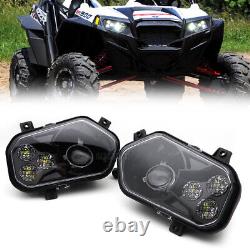 For Polaris Scrambler RZR ACE Sportsman Ranger LED BLACK Headlight Kit (Pair)