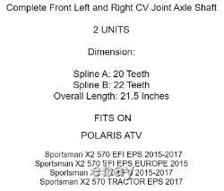 Arbre de transmission de joint de CV avant gauche et droit pour Polaris Sportsman X2 570 2015-2017