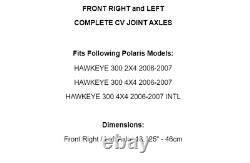 Arbres de joint homocinétique avant droit et gauche pour Polaris Hawkeye 300 2X4 4X4 2006 2007