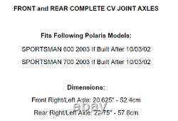 Arrière Avant Lh Rh CV Joint Axe Pour Polaris Sportsman 600 700 2003 Après 10/03/02