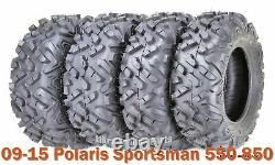 Set 4 Atv Utv Tires 26x8-14 & 26x10-14 Pour 09-15 Polaris Sportsman 550 850